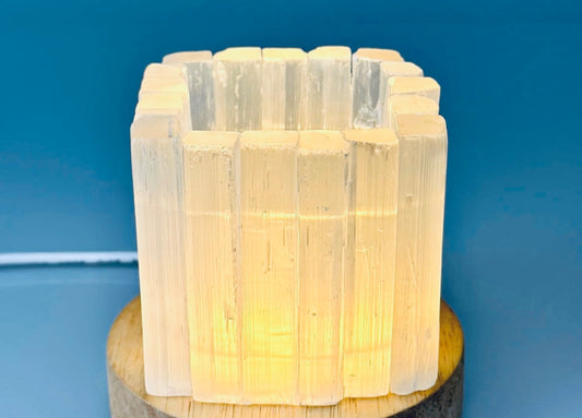 Selenite candle holder
